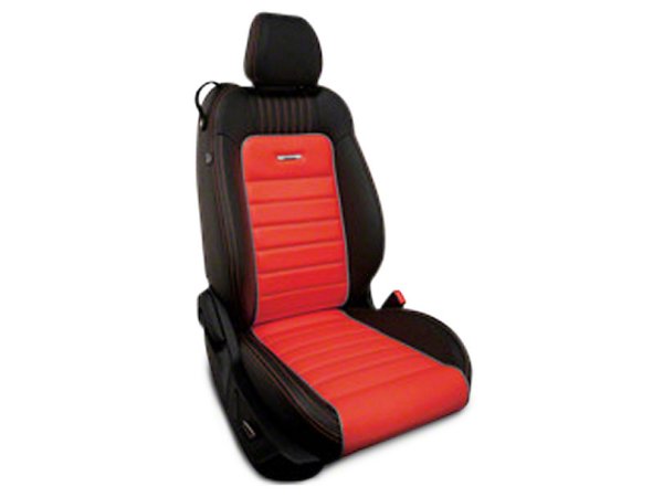 Roadwire Designer Series Leder schwarz Sitzbezüge - Red Stripe mit Sterling Piping (15-21 All) 393898-A
